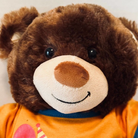 Build A Bear Baseball Feet Teddy Brown 16" Stuffed Plush w/ happy b-day shirt - Picture 2 of 10